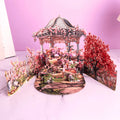 With Deer Pavilion Flower Pavilion and Double Doors for Festival Gift Giving and Blessings 3D Pop-up Greeting Card