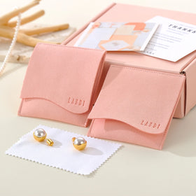 Suede Microfiber Custom Drawstring Jewelry Packaging Pouch Deboss Logo Print Microfiber Pink Jewelry Pouch Bags