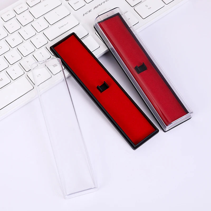 2026 Hot Sale Red Lined Acrylic Plastic Transparent Pen Box Case Clear Gift Packing for Pen