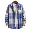 RNSHANGER Autumn Men Shirt Turn-Down Collar Long Sleeve Plaid Buttons Shirt Casual Loose Streetwear Male Shirts With Pocket