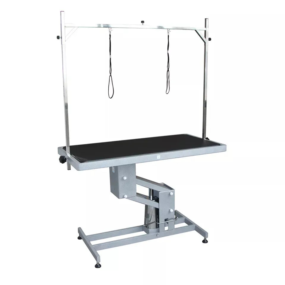 FT-804L Height Adjustable Hydraulic Professional Grooming Table With  Overhead Grooming Arm  Black Single Side Top