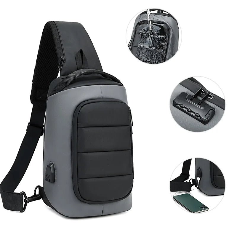 Large Capacity Anti Theft Chest Bag Fashion Oxford Waterproof Sports Men Messenger Sling Bag