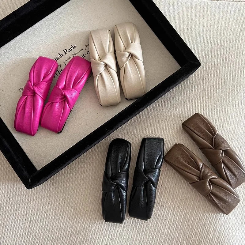 Wholesale Cute BB Hair Pins PU Leather Handmade Bowknot Hair Duckbill Clip Korean Hair Clips Accessories for Girls