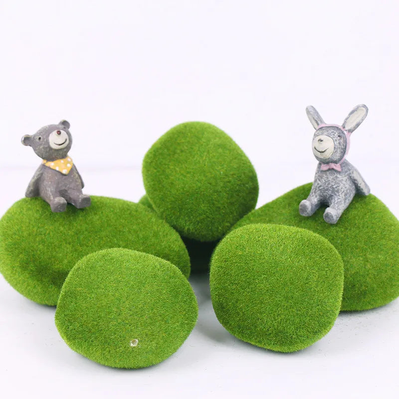 E07609 Fake Plant Wall Accessories with Grass Decorative Background Grass Wall Backdrop Moss Faux Artificial Moss Stone