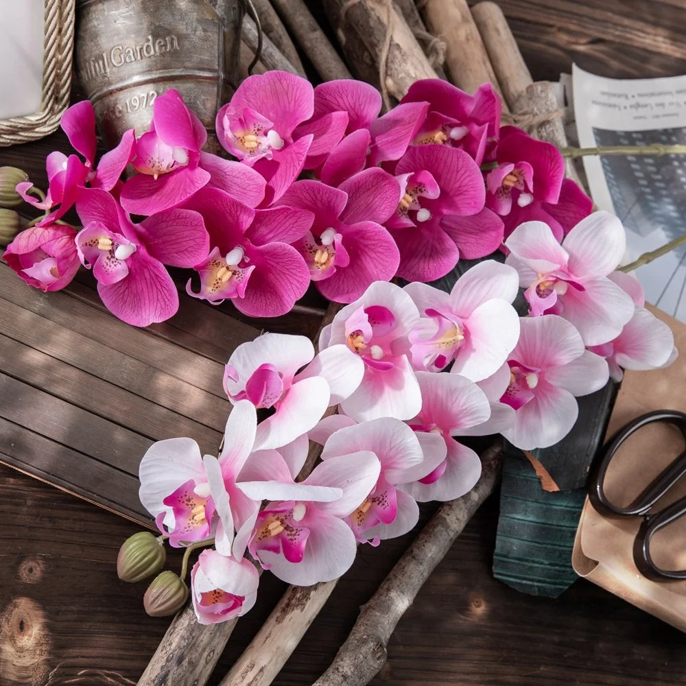 C-OR005 Wholesale Faux Artificial Silicone Phalaenopsis Orchids White Latex Real Touch butterfly Orchid Stem for Wedding Decor