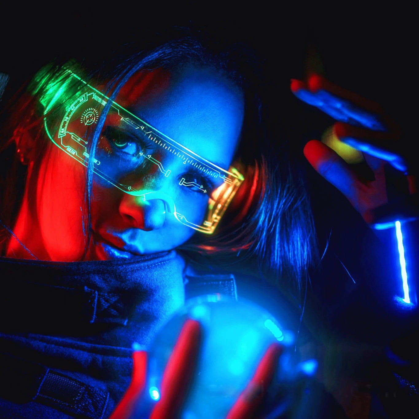 Hot Selling Wholesale Acrylic LED Dazzling Glowing Glasses Technology Oriented Glasses  Bar Parties