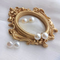925 Sterling Silver 12-13 mm Natural Style Big Real Freshwater Pearl Stud Earrings