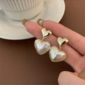 S925 Silver Needle Korean Creative Fashion Double Heart Shape Stud Drop Earrings for Women Jewelry