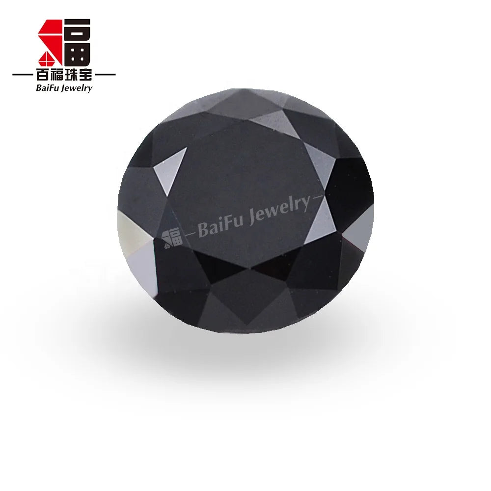 Baifu Jewelry Top Quality Loose Round Black Cubic Zirconia