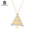 925 Sterling Silver Fashion Fine Christmas Jewelry Necklace Gold Pave Zircon Luxury Christmas Tree Pendant Necklaces for Women