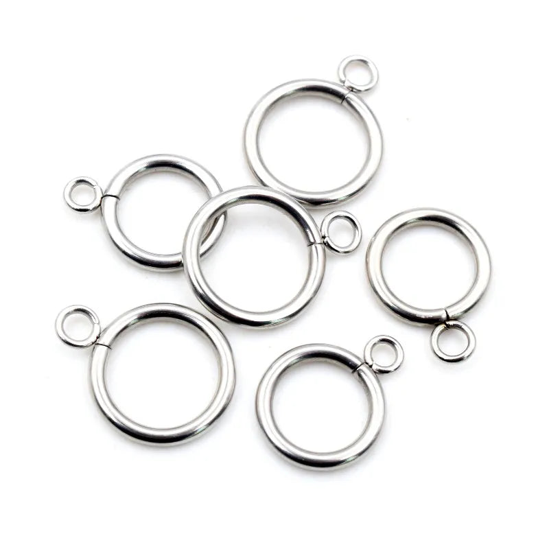 1000pcs/Lot 10 12 14 16 mm Stainless Steel Circle Rings with Loop DIY Jewelry Making Accessories Findings for Necklace Earrings