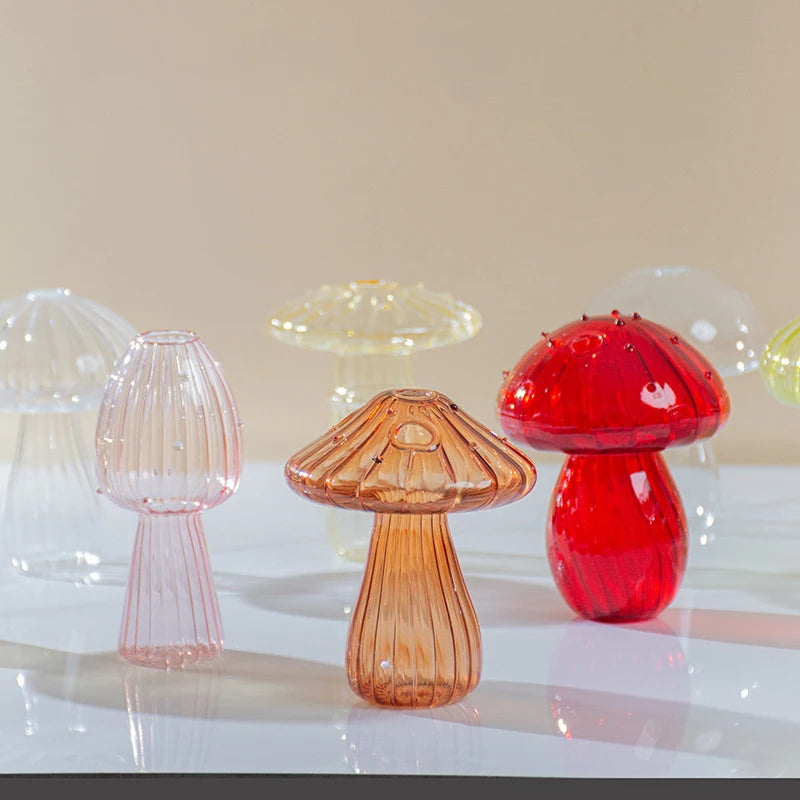 Mushroom Aromatherapy Bottle Home Water Flower Arrangement Creative Decoration Simple Glass Vase Nordic Desktop Ornaments