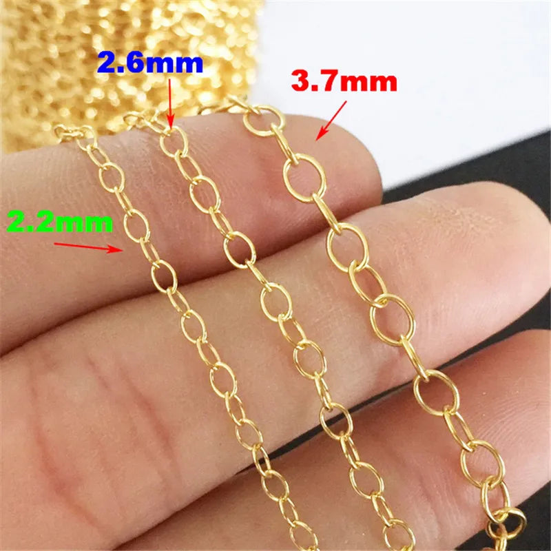 Real 14K Gold Filled Cable Chain 2.3MM/2.6MM/3.7MM Chain Necklace Gold Jewelry Chain
