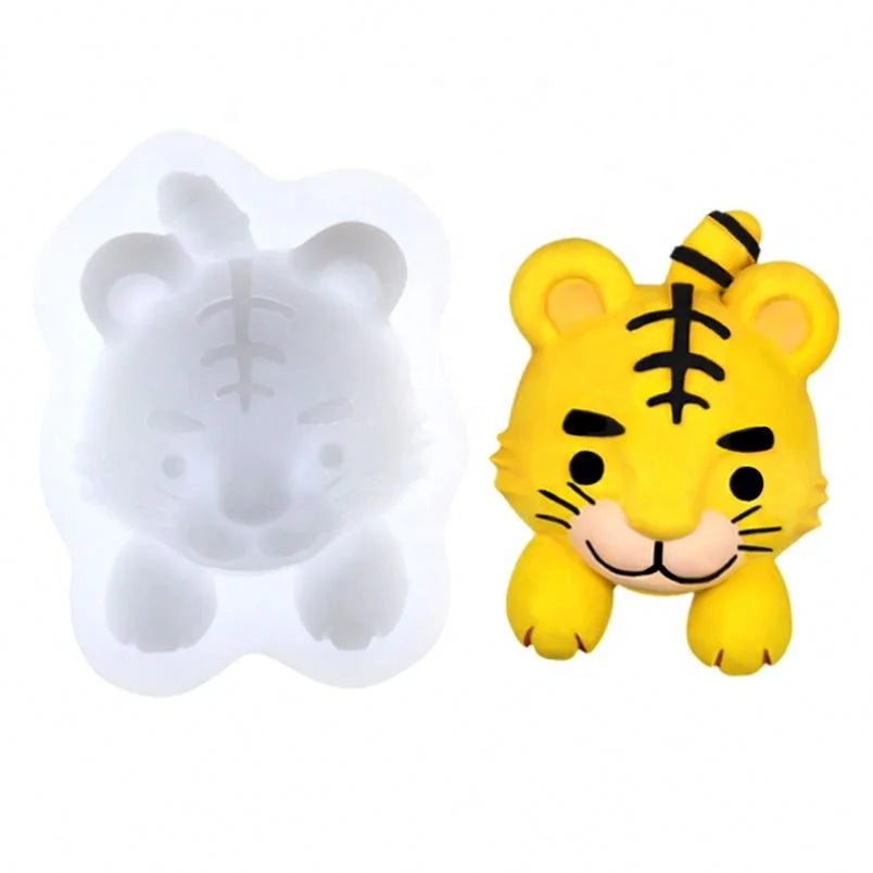 Hengya 3D Liquid Silicone Cake Mold 3D Large tiger Shape  Fondant Silicone Baking Mold Handmade Soap Cake Mold