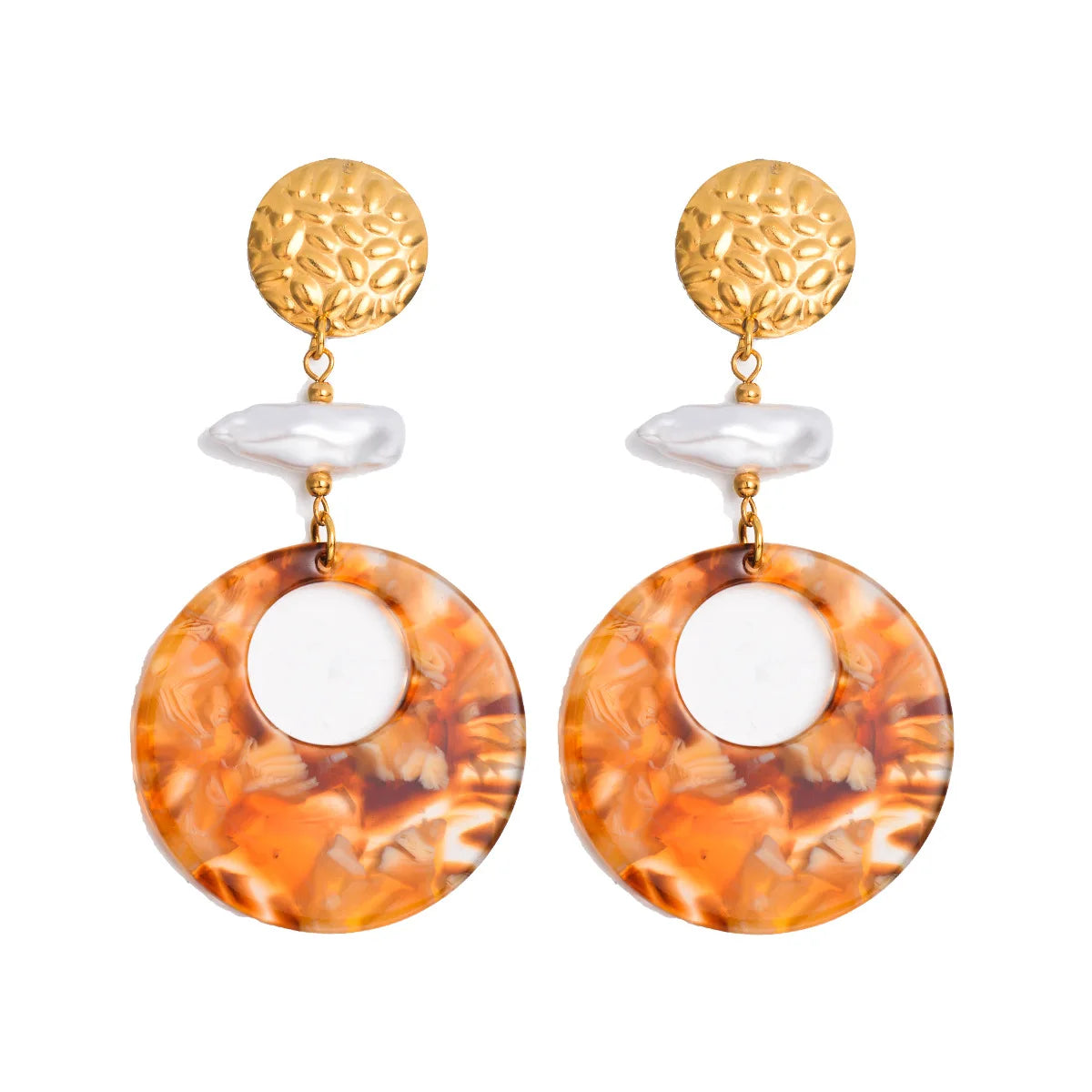 Popular Round Stainless Steel Earrings Personalized Fashionable Geometric Pearl Jewelry Titanium Steel Jewelry Earrings