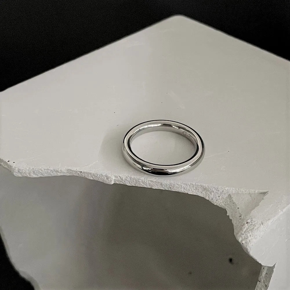 VAF Custom Engraved Simple Circle Smooth Ring Stainless Steel Rings for Men Women