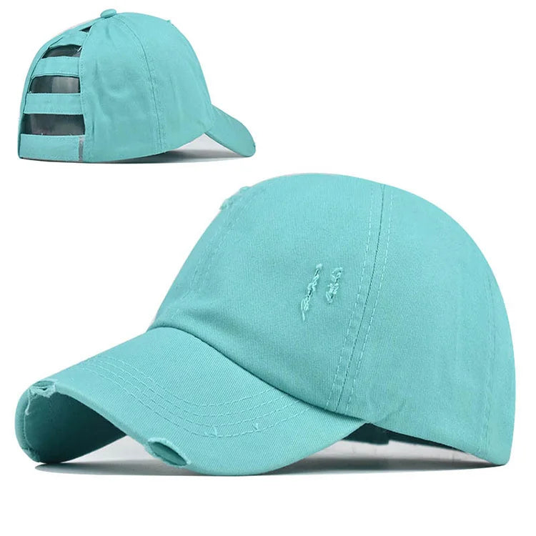 New Ponytail Hat Washed Cloth Style Female Summer Spring Autumn Retro Fashion Baseball Cap