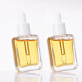Cosmetic Skin Care Packaging 30ml Square Clear Curved Edges Fancy Hair Essential Oil Serum Glass Dropper Bottle with Eye Dropper