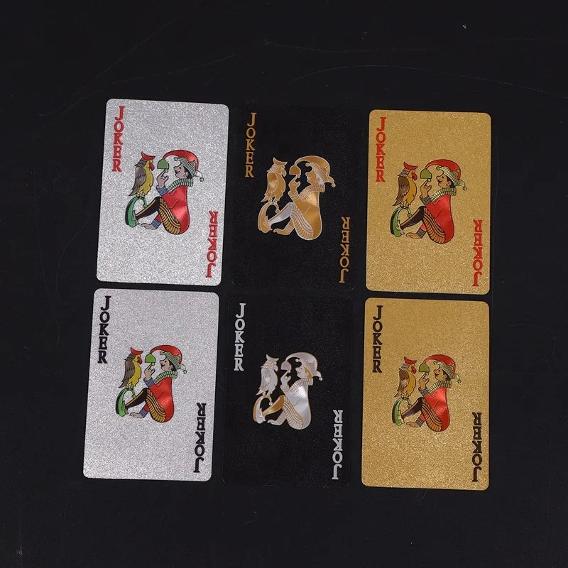 Professional Customised 57*87mm Durable PET Plastic Gold Foil UV Printing Embossed Eco-Friendly Recyclable Playing Cards Custom