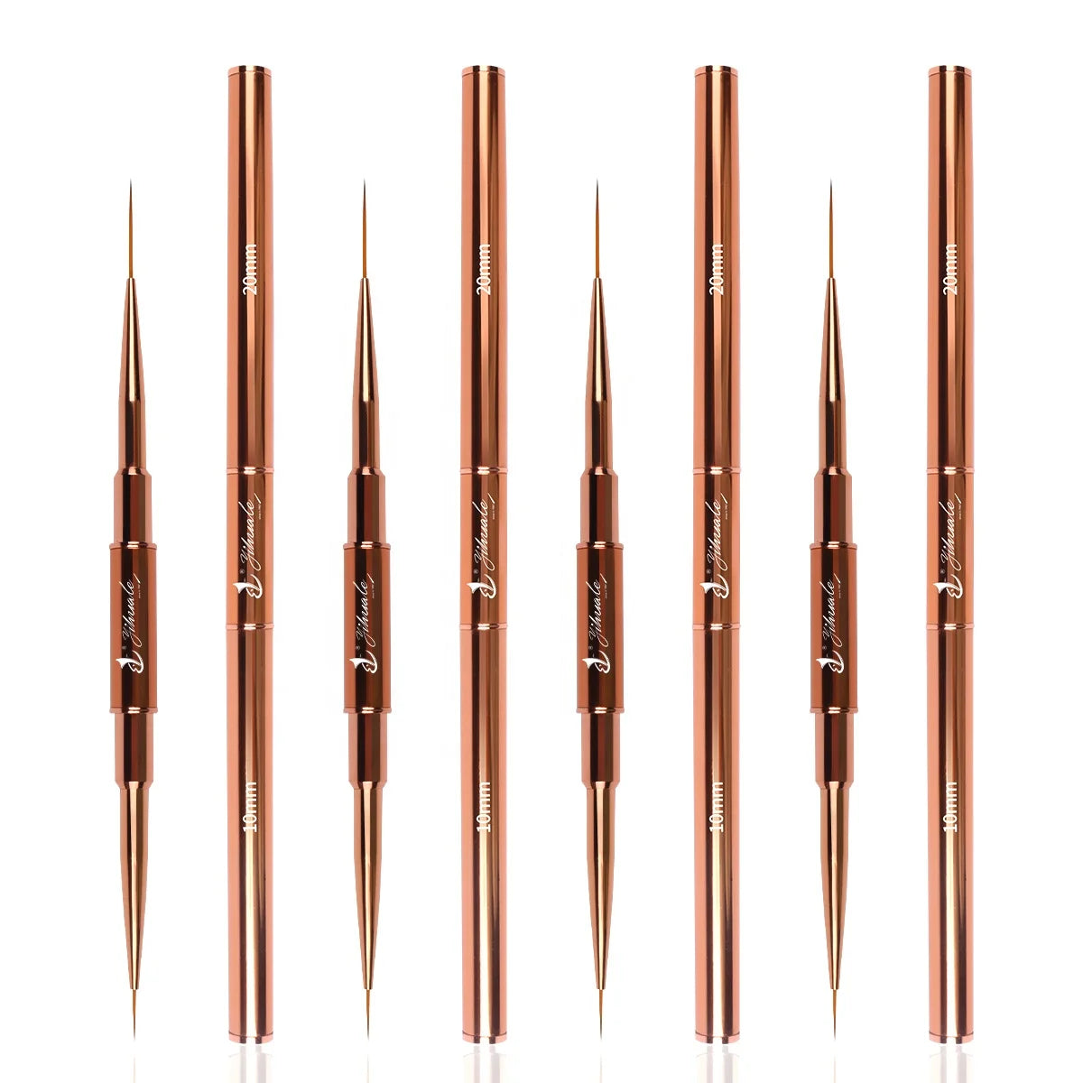 Yihuale New Dual Ended Liner Brush Rose Gold Metal Handle UV Gel Liner Brush Nail Art Liner Brush