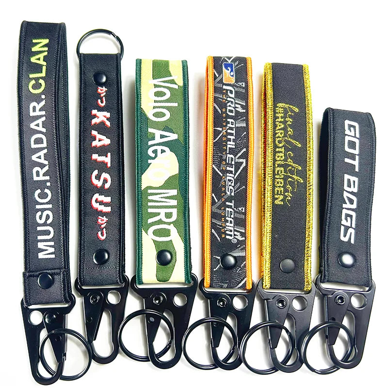 Promotional Gift Keychain Nylon Fabric Stitching Strap Key Chain Zinc Alloy Moto Car Keyring Airplane Custom Lanyard Keychain