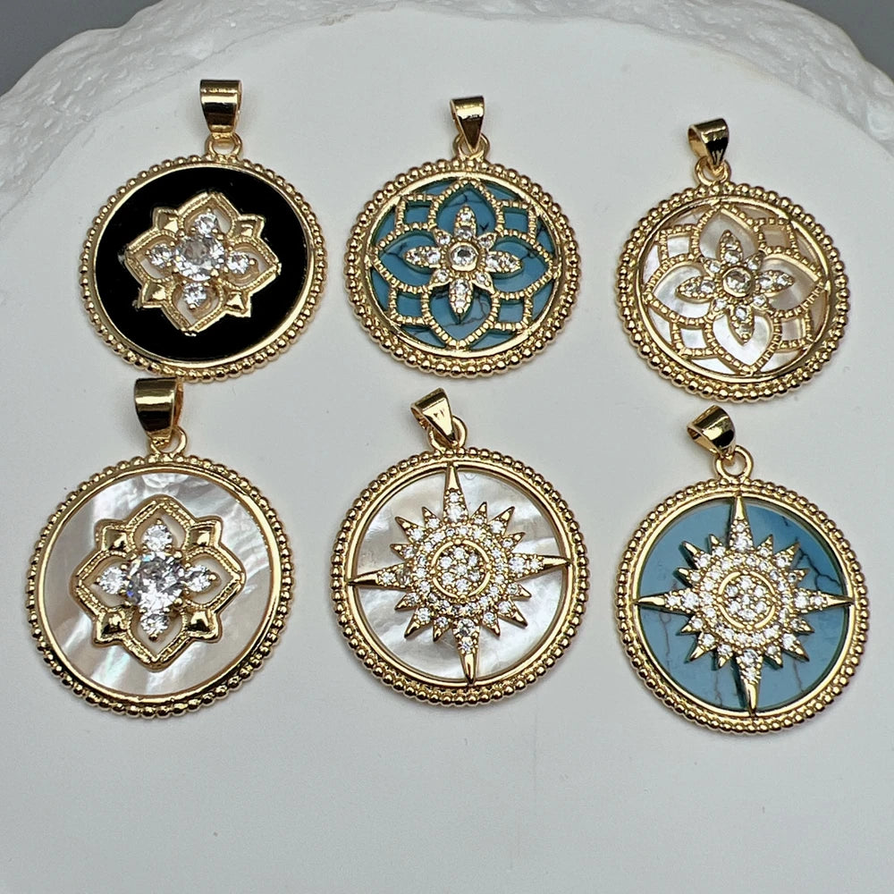 Fashion Zircon Sea Shell Stone Hexagram Star Pendants Charms for Jewelry Making Women Necklace