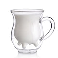 Factory Creative 3D Cow Shape Double Walled Glass Milk Cup With Handle Cute Calf Insulated Mugs Thermo Coffee Milk Cups Creamer