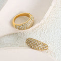 Non Tarnish Waterproof Jewelry 18k Gold Plated Zircon Ring Shiny Stainless Steel Full Diamond Ring Anillos De Acero Inoxidable