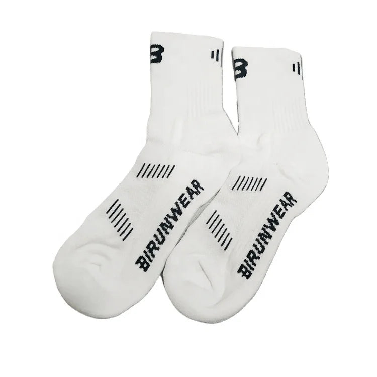A376 Men's Casual Jacquard Knitted Sports Socks Custom ODM Cotton Nylon Direct Factory Supply Running Basketball Logo Pattern