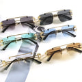 2022 New Luxury Unisex Rimless Rectangle Metal Frame UV400 Fashion Sunglasses