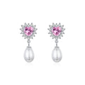 Exquisite Elegant Pearl Drop Earrings 925 Sterling Silver Love Heart Earrings for Women'S Fine Jewelry Accessories