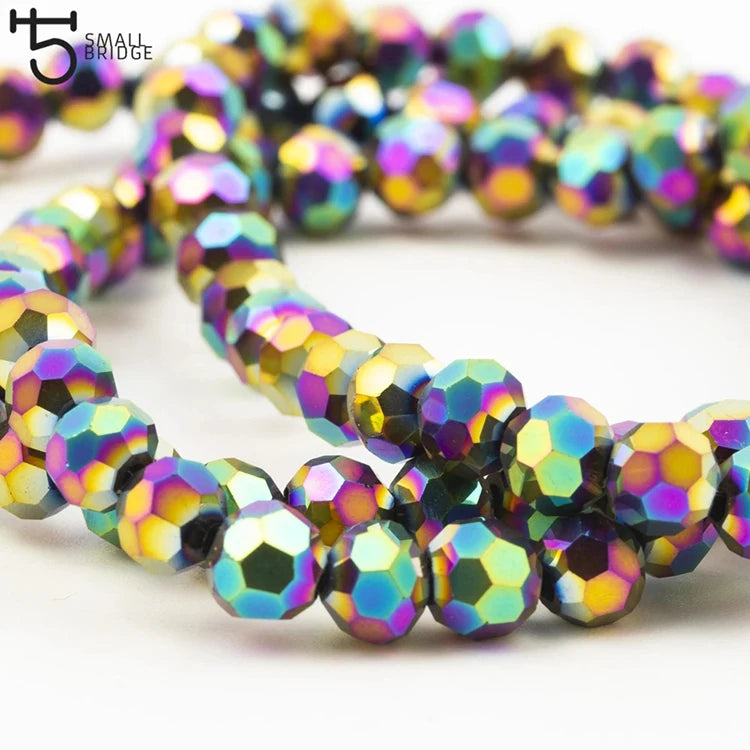 3/4/6/8mm Plated Round Crystal Lampwork Glass Beads for Jewelry Making Diy Bracelet for Women Faceted Loose Spacer