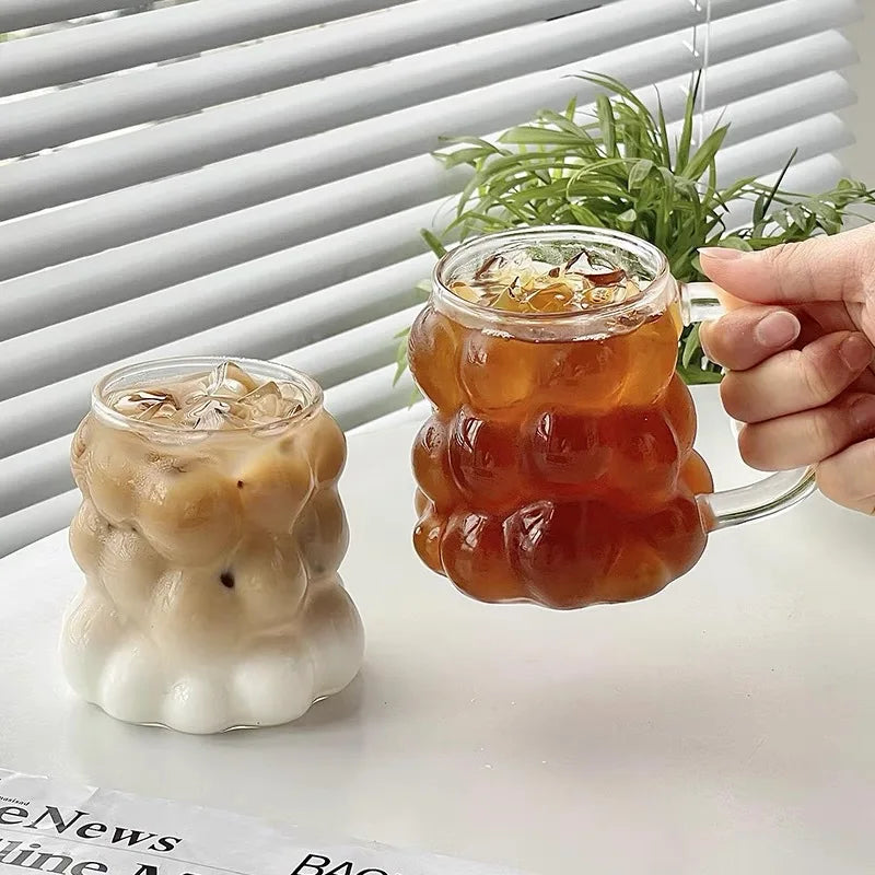 350ml Hot Selling Lovely Grape Shaped Glass Irregular Glass Breakfast Milk Iced Coffee Cup Suitable for Party and Home