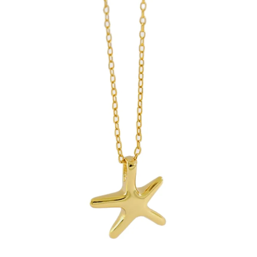 Wholesale Starfish Necklace 925 Sterling Silver Jewelry Gold Plated Pendant Necklace for Women