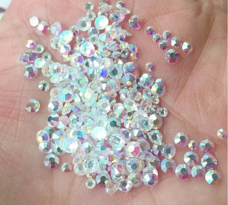 Wholesale Bling Transparent ab Machine Cut Non Hot Fix  Glass Rhinestones  Nail Decoration
