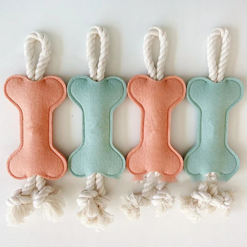 Bone Shape Eco-Friendly Cartoon Cute Felt Dog Chew Toy Resistant Bite for Cats & Dogs