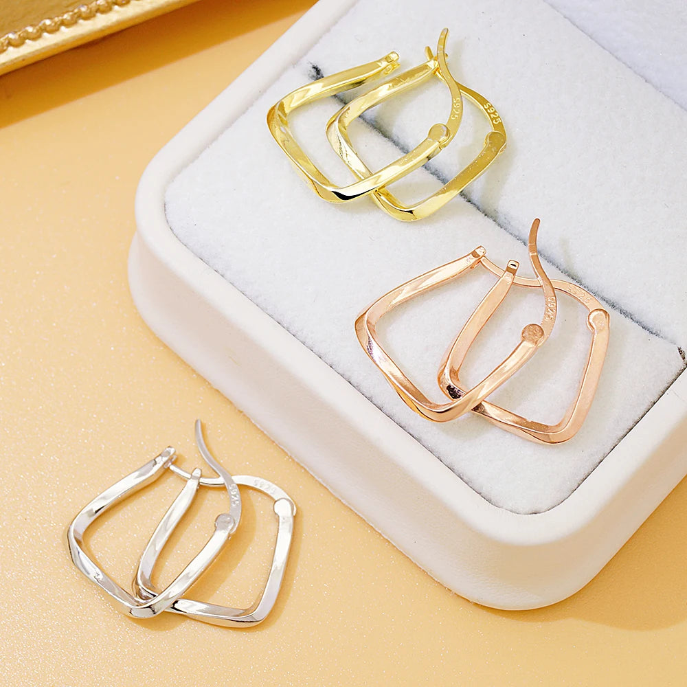 Wholesale 925 Sterling Silver Gold Plated Earrings Irregular Geometry Huggie Hoop Earrings Fine Jewelry Earrings