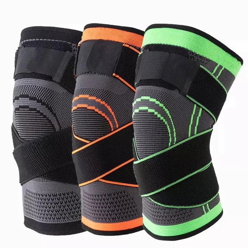 Hx015 OLLAS 2025 New Arrivals 3D Knitted Elastic Nylon Knee Support Sleeve Compression Sports Knee Brace With Belt