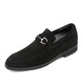 Wholesale  Hidden Heel Mens Loafer Elevator Mens Shoes  Black Suede PVC Midsole Height Increasing Shoes 7CM