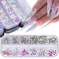 AB Glass Nail Crystals Rhinestone Bulk Set Nail Diamond Mix Sizes