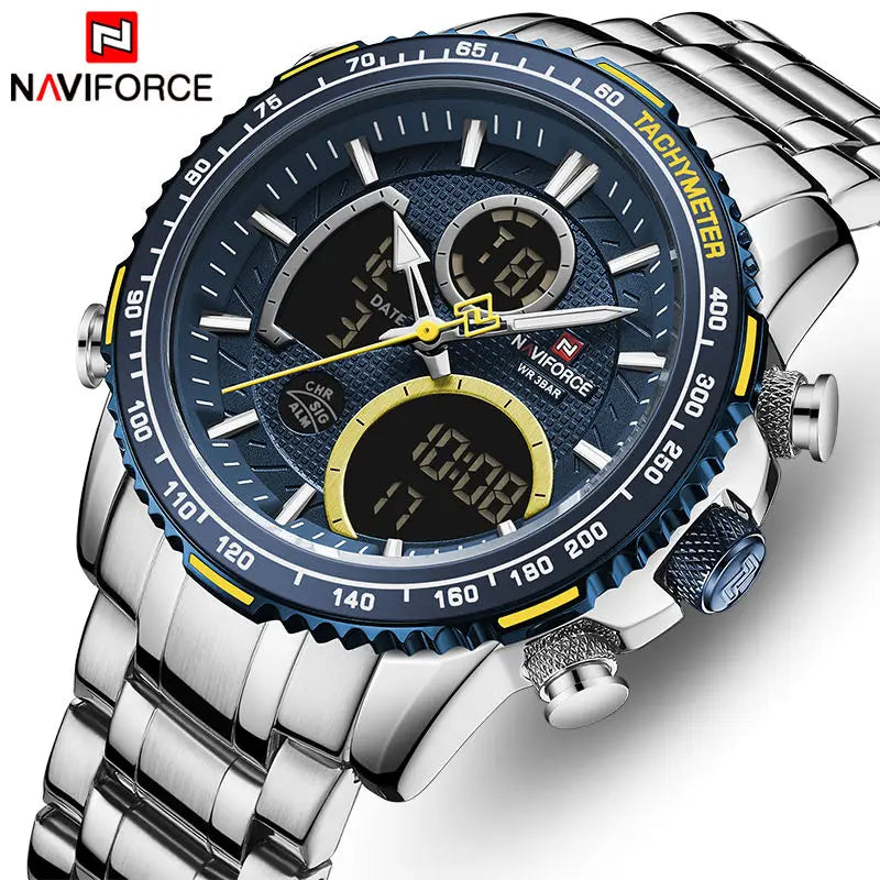 Naviforce NF8026 Fashion Dongguan Man Quartz Watch Formal Stainless Steel Band Waterproofing Chronograph Storage Business Watch