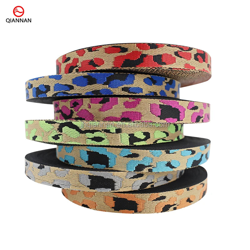 25mm Wide Color Jacquard Ribbon (Imitation Nylon/Polyester/Cotton) Eco-Friendly for Bag Straps Pet Leashes Shoes Hats Decorative