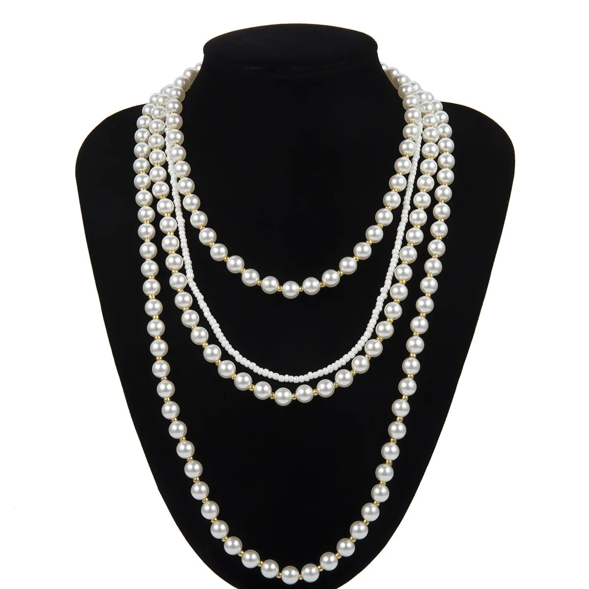 Pearl Necklaces Jewelry Individual Beaded Necklaces Hand-made Geometric Pearl Multi-layered Necklaces Female Birthday Gift