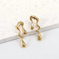 Ins Gold Pvd Plated 18k Geometric Asymmetry Unusual Stud Earrings Stainless Steel Fashion Waterproof Jewelry Women
