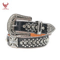 2026 New Fashion Bling Bling Women Belts Fashion Studded Beaded PU Leather Crystal Cross Western Cowboy Rhinestone Belts
