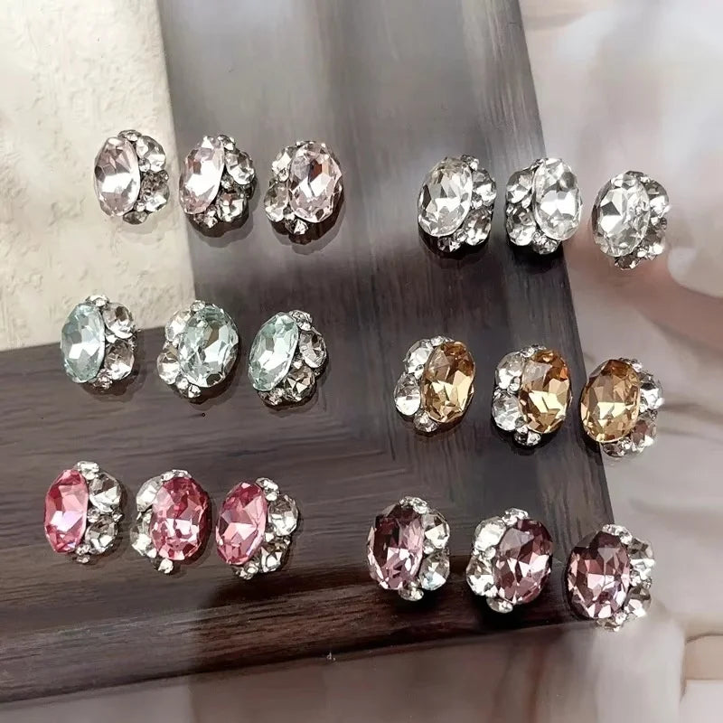 Paso Sico K9 Crystal Pigeon Egg 3D Nail Art Accessories Full Diamond Luxury Alloy Glass Material Small Size Rhinestones Charms
