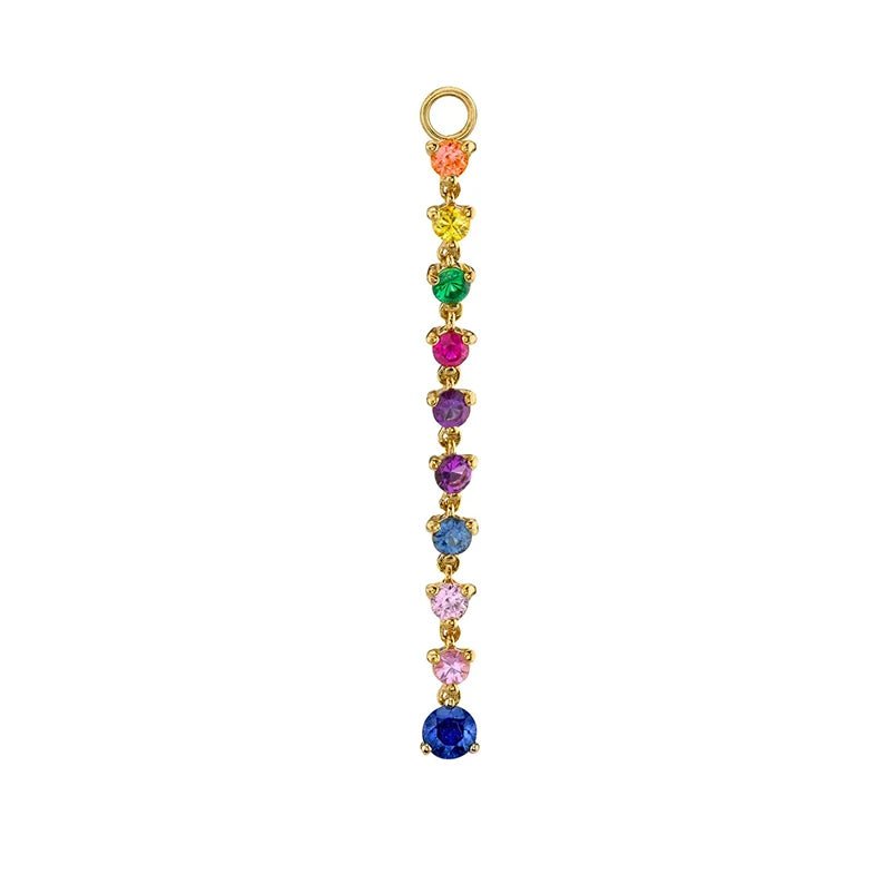 Gemnel 925 Silver 18k Gold Gemstone rainbow Cz Tennis Charm Any Collocation Earring