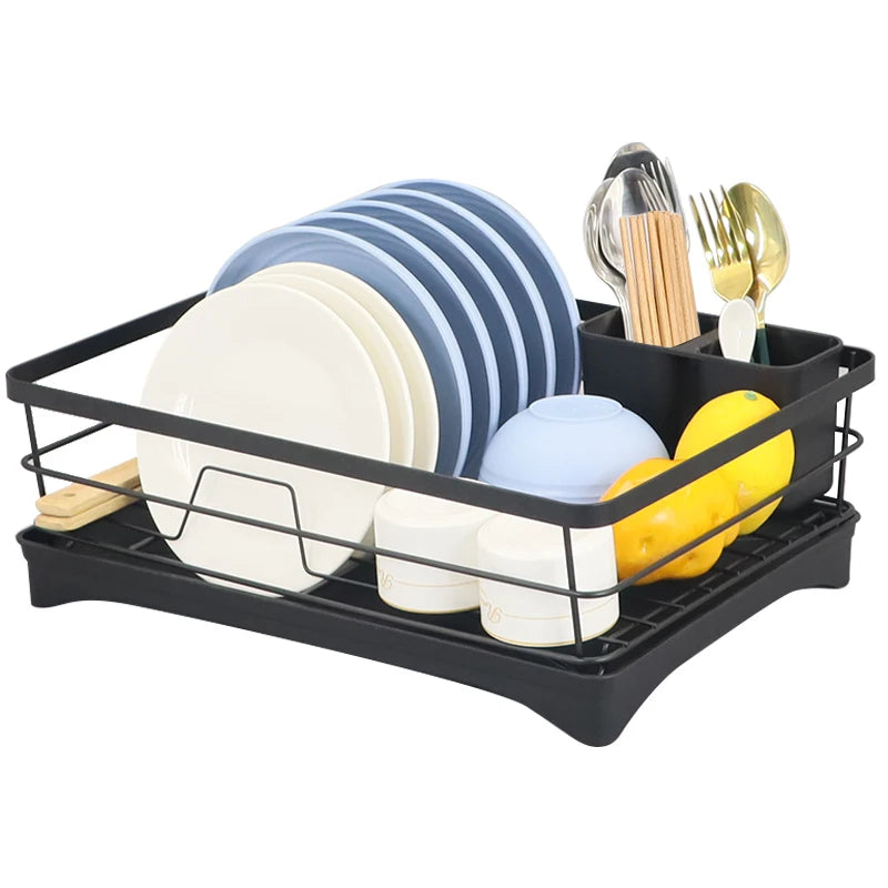 Kitchen Tableware Storage Drain Bowl Drain Rack Countertop Organization Double Layer Dish Rack Metal Storage Rack