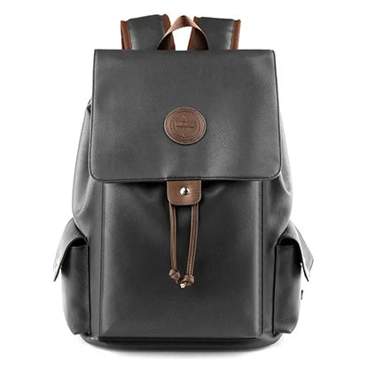0801 Custom Wholesale Fashion Designer Waterproof Casual Business College Vintage Black Travel Office PU Leather Men Backpack