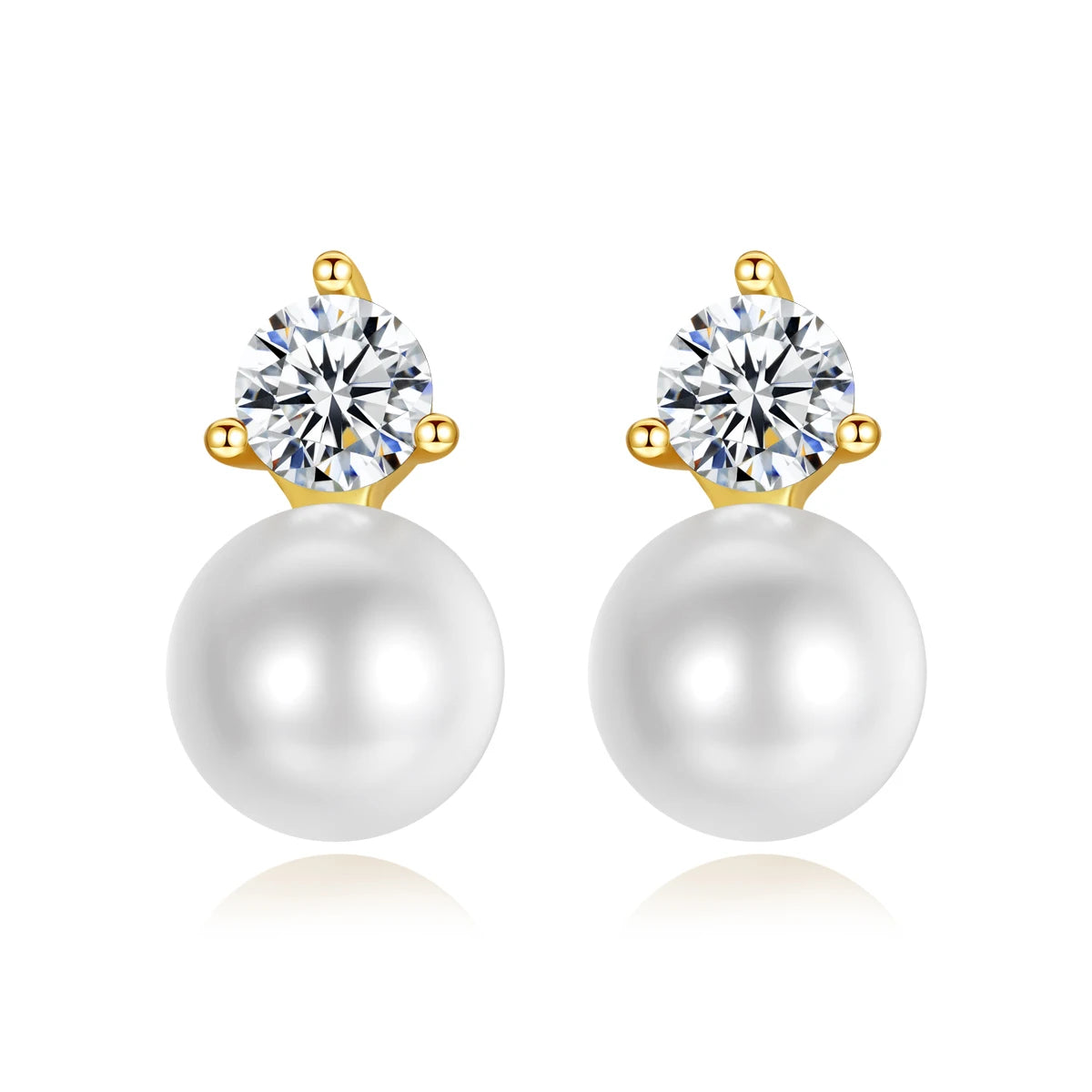 LUOTEEMI Tiny CZ Earrings White Imitation Pearl Stud Earrings for Girls Cute Korean Simple Earring Stud
